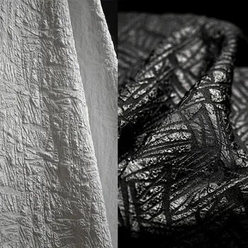 Жаккардовые прессованные складки, объемная текстура, неровные царапины, дизайнерская ткань для стрейчевого пальто