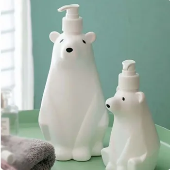 Белый дозатор мыла в форме милого Медведя, бутылка для дозирования геля для душа и лосьона большой емкости, пластиковые кухонные пресс-насосы