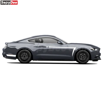 2шт Наклейки В Полоску На Боковую Дверь Автомобиля, Линия Талии, Виниловые Наклейки для Ford Mustang Coupe GT 2015- Аксессуары Shelby GT500 GT350 2