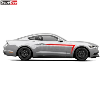 2шт Наклейки В Полоску На Боковую Дверь Автомобиля, Линия Талии, Виниловые Наклейки для Ford Mustang Coupe GT 2015- Аксессуары Shelby GT500 GT350 4