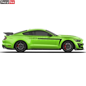 2шт Наклейки В Полоску На Боковую Дверь Автомобиля, Линия Талии, Виниловые Наклейки для Ford Mustang Coupe GT 2015- Аксессуары Shelby GT500 GT350 5